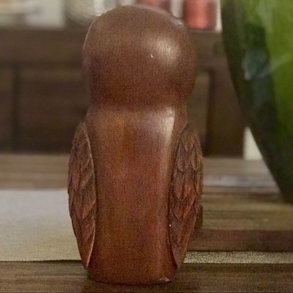 Owl Carved Vintage Wood Figurine - Picture 2 of 8